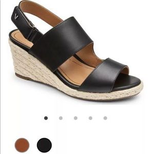 New Vionic Brooke Leather Banded Espadrille Wedges